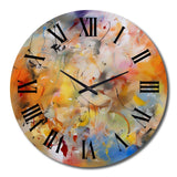 Blue, Yellow and Orange Colorful Whirls VII - Abstract Metal Wall Clock