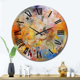 Blue, Yellow and Orange Colorful Whirls VII - Abstract Metal Wall Clock