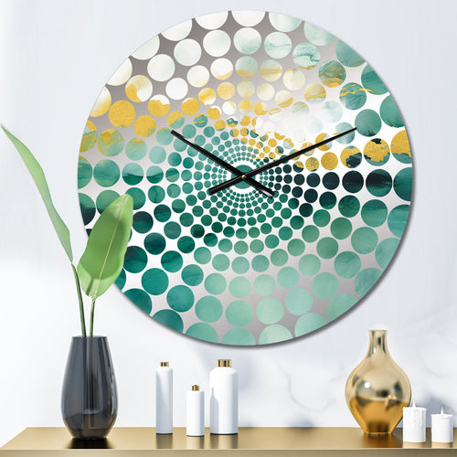 Blue Watercolor Impression with Gold III - Abstract Metal Wall Clock