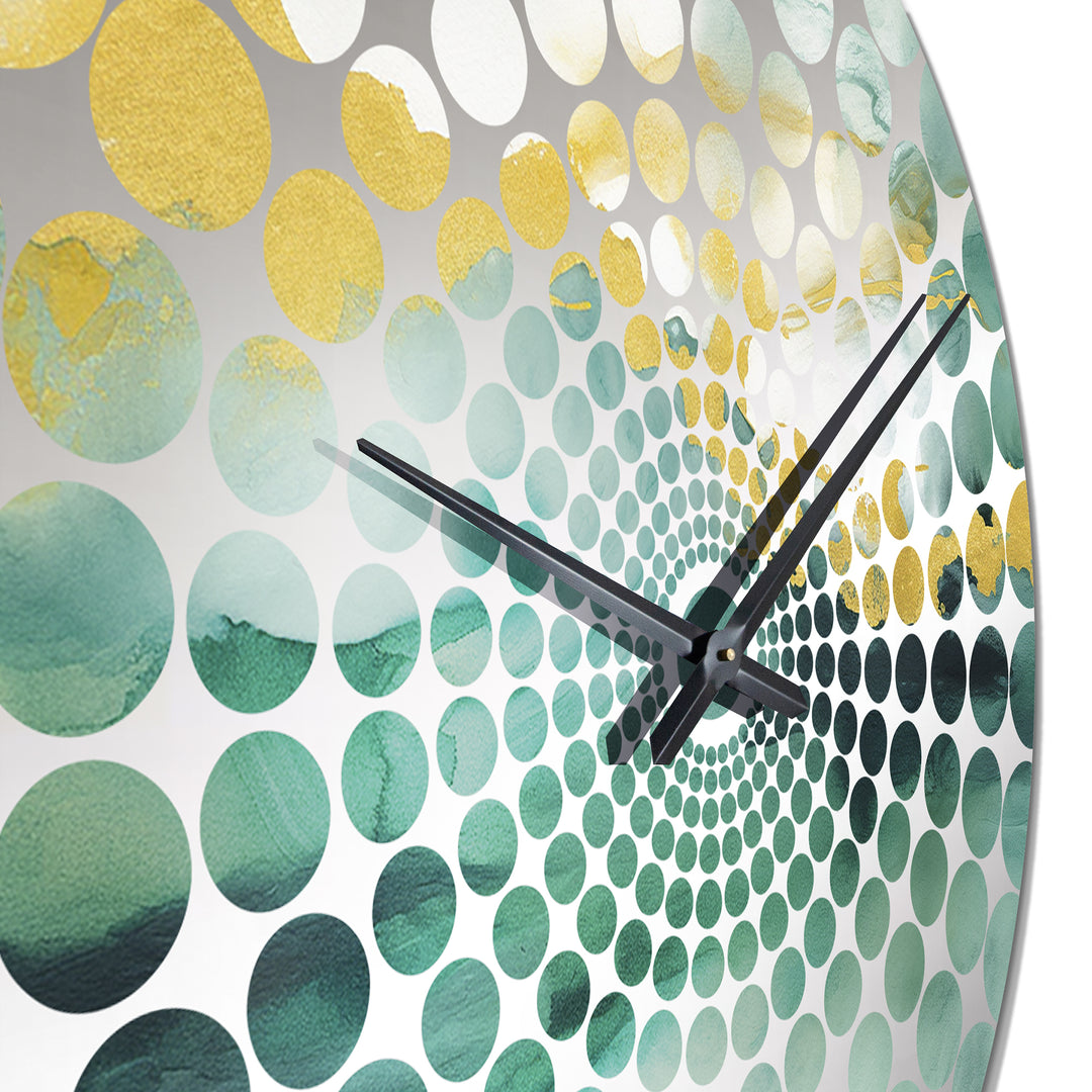 Blue Watercolor Impression with Gold III - Abstract Metal Wall Clock
