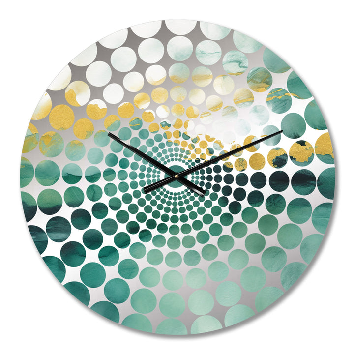 Blue Watercolor Impression with Gold III - Abstract Metal Wall Clock