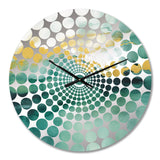 Blue Watercolor Impression with Gold III - Abstract Metal Wall Clock