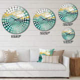 Blue Watercolor Impression with Gold III - Abstract Metal Wall Clock