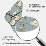 Chinoiserie With Birds and Peonies XVIII - Asymmetric Metal Wall Clock