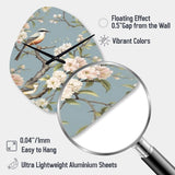 Chinoiserie With Birds and Peonies XVIII - Asymmetric Metal Wall Clock