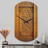 Old Carved Wooden Door III - Asymmetric Metal Wall Clock