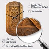 Old Carved Wooden Door III - Asymmetric Metal Wall Clock