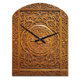 Old Carved Wooden Door IV - Asymmetric Metal Wall Clock