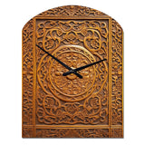Old Carved Wooden Door IV - Asymmetric Metal Wall Clock