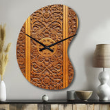 Old Carved Wooden Door VI - Asymmetric Metal Wall Clock