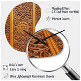 Old Carved Wooden Door VI - Asymmetric Metal Wall Clock
