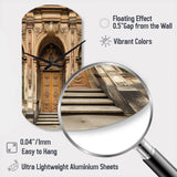 Old Wooden Door With Carvings in Paris, France II - Asymmetric Metal Wall Clock