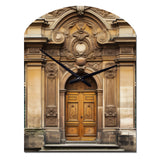 Old Wooden Door With Carvings in Paris, France V - Asymmetric Metal Wall Clock