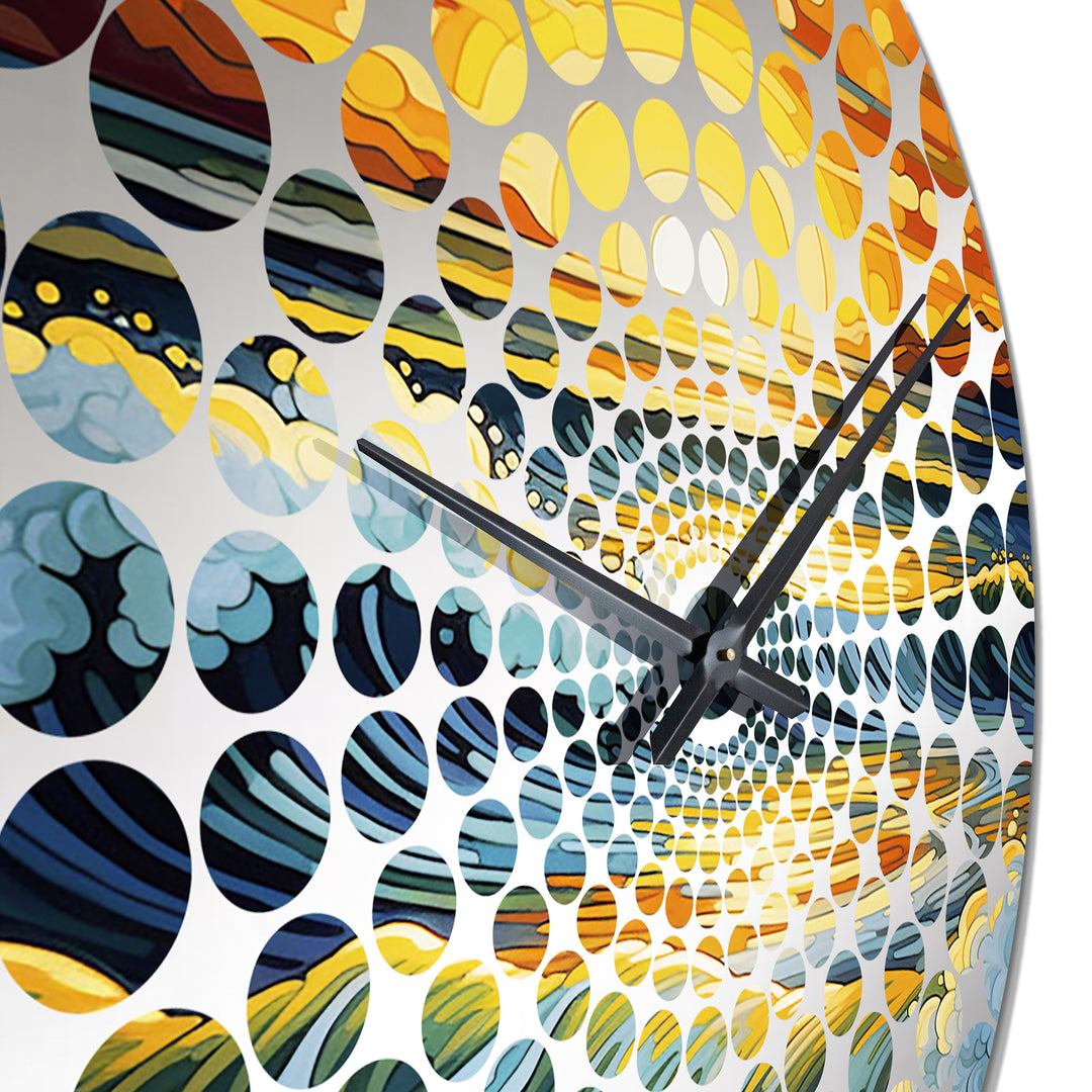 Bright Sunset Of Waves Breaking At The Shore III - Beach Metal Wall Clock