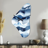 Abstract Classic Blue Waves II - Asymmetric Metal Wall Clock
