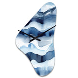 Abstract Classic Blue Waves II - Asymmetric Metal Wall Clock