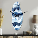 Abstract Classic Blue Waves II - Asymmetric Metal Wall Clock