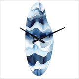 Abstract Classic Blue Waves II - Asymmetric Metal Wall Clock