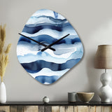 Abstract Classic Blue Waves II - Asymmetric Metal Wall Clock