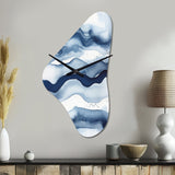 Abstract Classic Blue Waves III - Asymmetric Metal Wall Clock