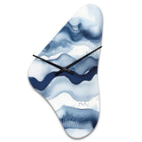 Abstract Classic Blue Waves III - Asymmetric Metal Wall Clock