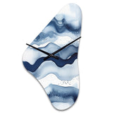 Abstract Classic Blue Waves III - Asymmetric Metal Wall Clock