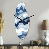 Abstract Classic Blue Waves III - Asymmetric Metal Wall Clock