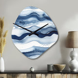 Abstract Classic Blue Waves III - Asymmetric Metal Wall Clock