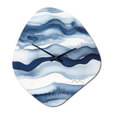Abstract Classic Blue Waves III - Asymmetric Metal Wall Clock