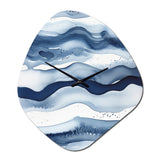 Abstract Classic Blue Waves III - Asymmetric Metal Wall Clock