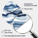 Abstract Classic Blue Waves III - Asymmetric Metal Wall Clock