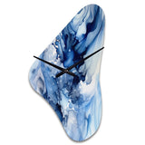 Abstract Classic Blue Waves V - Asymmetric Metal Wall Clock
