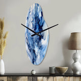Abstract Classic Blue Waves V - Asymmetric Metal Wall Clock