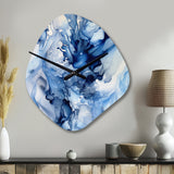 Abstract Classic Blue Waves V - Asymmetric Metal Wall Clock