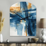 Blue and Gold Fusion VIII - Asymmetric Metal Wall Clock