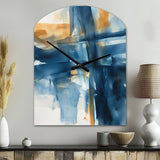 Blue and Gold Fusion VIII - Asymmetric Metal Wall Clock