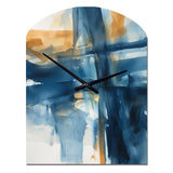 Blue and Gold Fusion VIII - Asymmetric Metal Wall Clock
