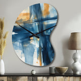 Blue and Gold Fusion VIII - Asymmetric Metal Wall Clock