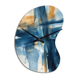 Blue and Gold Fusion VIII - Asymmetric Metal Wall Clock