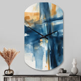 Blue and Gold Fusion VIII - Asymmetric Metal Wall Clock