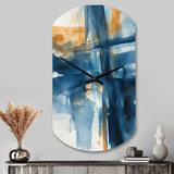 Blue and Gold Fusion VIII - Asymmetric Metal Wall Clock