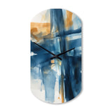 Blue and Gold Fusion VIII - Asymmetric Metal Wall Clock