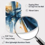 Blue and Gold Fusion VIII - Asymmetric Metal Wall Clock