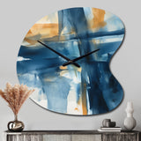 Blue and Gold Fusion VIII - Asymmetric Metal Wall Clock