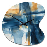 Blue and Gold Fusion VIII - Asymmetric Metal Wall Clock
