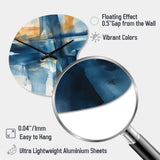 Blue and Gold Fusion VIII - Asymmetric Metal Wall Clock