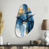 Blue and Gold Fusion VIII - Asymmetric Metal Wall Clock