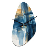 Blue and Gold Fusion VIII - Asymmetric Metal Wall Clock