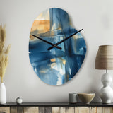 Blue and Gold Fusion VIII - Asymmetric Metal Wall Clock