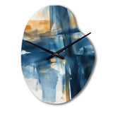 Blue and Gold Fusion VIII - Asymmetric Metal Wall Clock